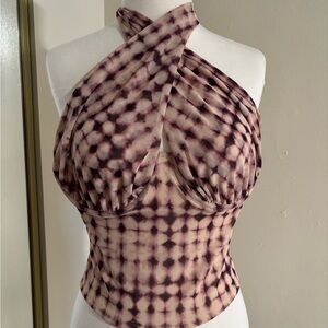 Fashion Nova Mauve and Black Crisscross Crop Top